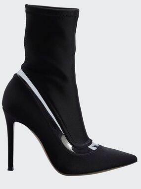 $1395 Gianvito Rossi Cupro Glass Sock Booties – Black size 38